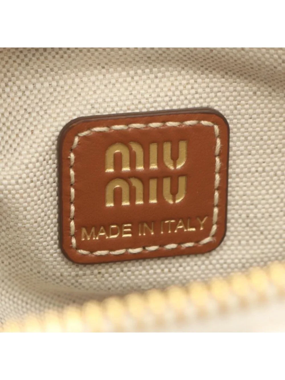 Miu Miu Handbag Cannette' Righe Stripe White Navy Brown Canvas Leather Spirit